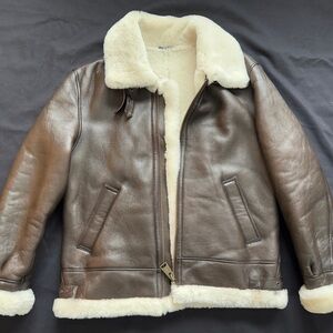 LIKE NEW Cloud Nine Sheepskin Men’s Whiskey Bomber Jacket Brown Leather Medium